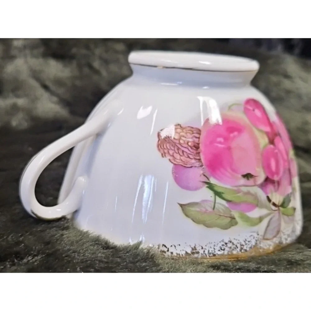 Royal Sealy hand-painted fruit design cup and‎ saucer set